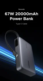 UGREEN 20000mAh 67W Nexode Power Bank with Built-in Cable – PB550 – 85166B – 1 Year Warranty - Image 3