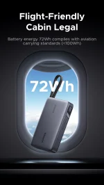 UGREEN 20000mAh 67W Nexode Power Bank with Built-in Cable – PB550 – 85166B – 1 Year Warranty - Image 12