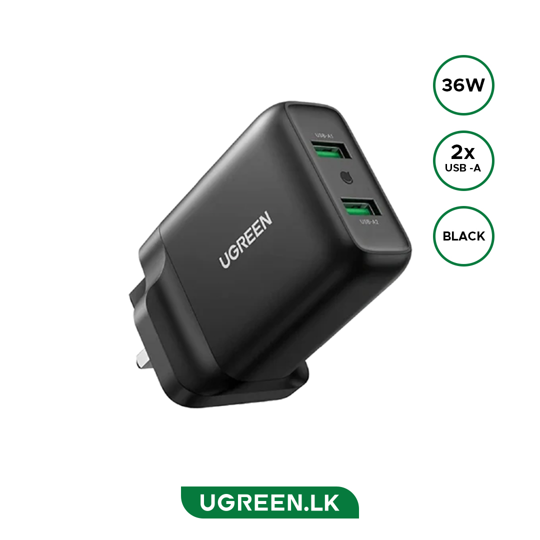 CD161-70164 UGREEN 36W DUAL USB – A Fast Charging UK Adapter – CD161 – 70164 – 1 Year Warranty - Image 1