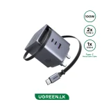 UGREEN 100W Nexode Pro GaN (USB-A*1 + Type-C*2) Fast Charger with Retractable Cable – X614 – 65829 – 1 Year Warranty