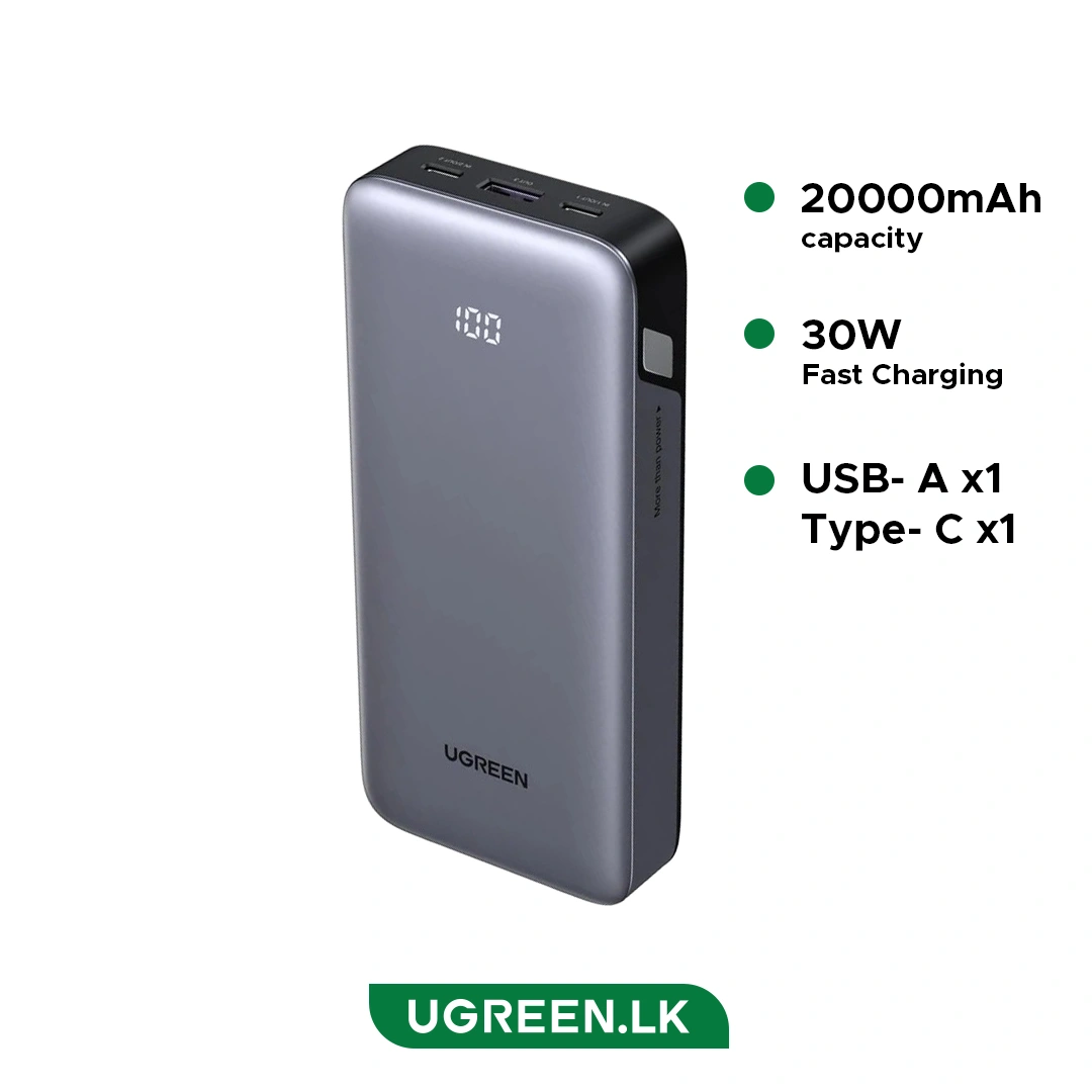 UGREEN-20000Mah-30W-Fast-Charging-Power-Bank-PB532-55989B UGREEN 20000mAh 30W Fast Charging Power Bank – PB532 – 55989B – 1 Year Warranty - Image 1