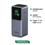 UGREEN 20000mAh 130W Nexode Smart Display Power Bank – PB721 – 35524B – 1 Year Warranty