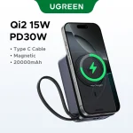 UGREEN 20000mAh 15W Qi2 Magnetic Wireless Power Bank With Type C Cable – PB567- 55450B – 1 Year Warranty - Image 4