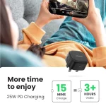 UGREEN 25W Type-C PD UK Pin Fast Charger With Type-C to Type-C 2 Meter Cable – CD250 – 50577 – 1 Year Warranty - Image 4