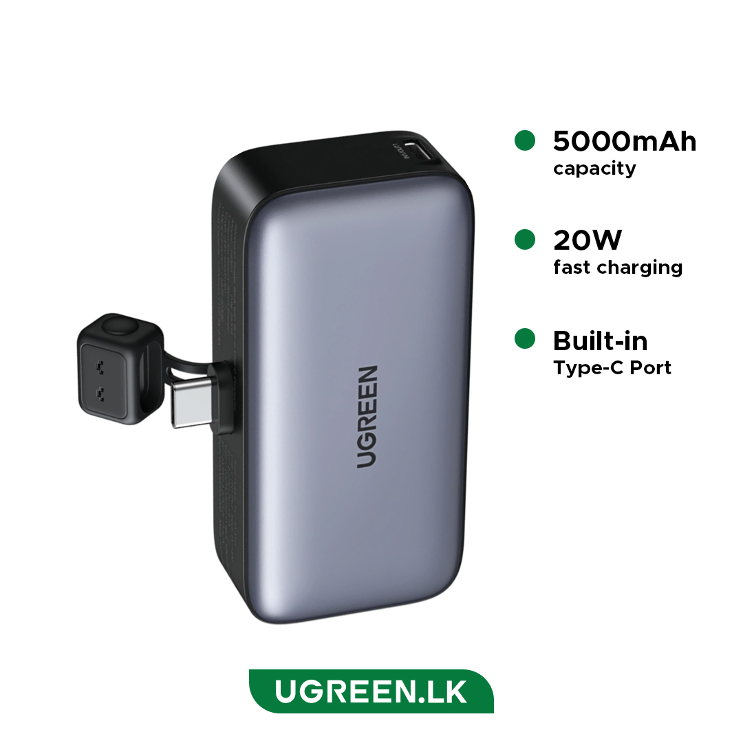 UGREEN-5000mAh-20W-Power-Bank-with-Built-in-USB-C-Connector--PB503-35338-1-Year-Warranty-ugreenlk_ UGREEN 5000mAh 20W Power Bank with Built-in USB-C Connector – PB503 – 35338 – 1 Year Warranty - Image 1