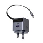 UGREEN 45W Nexode Pro GaN (USB-A*1 + Type-C*1) Fast Charger with Retractable Cable – X614 – 65823 – 1 Year Warranty - Image 2