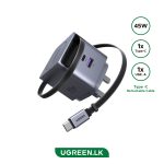 UGREEN 45W Nexode Pro GaN (USB-A*1 + Type-C*1) Fast Charger with Retractable Cable – X614 – 65823 – 1 Year Warranty
